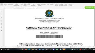 Como emitir certidão de naturalização positiva ou negativa  PESQUISA PARA FINS DE DUPLA CIDADANIA [upl. by Stutsman]