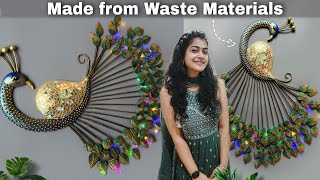 DIY ROYAL Look Metal LED Peacock Wall Hanging For Living Room  Zero cost home decor ideas [upl. by Auhoj]