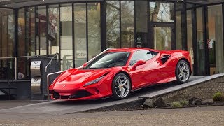 BRAND NEW Ferrari F8 Tributo Being Unloaded  Start Ups Revs Details [upl. by Nort]