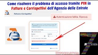 Come risolvere il problema di accesso tramite PIN in Fatture e Corrispettivi dell’Agenzia delle Entr [upl. by Sirromad]