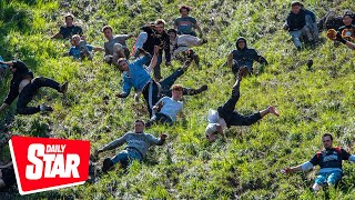 Best moments from annual cheese rolling competition [upl. by Aneek600]