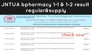 JNTUA result 11 and 12 regular supply  bpharmacy 2024ResultRush [upl. by Aramo]