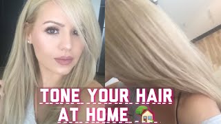 How To Tone Brassy Hair at HOME w Wella T18  DEMO [upl. by Ahsilac]