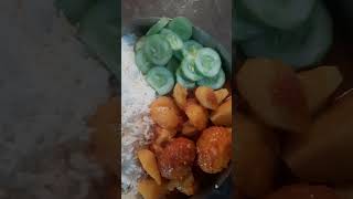 राईस आलू अंडा करी सलाद। aloo anda curry। food cooking recipe lunch [upl. by Amaris]