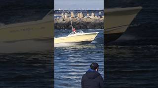 Sea Hunt Boat  200 HP Outboard Is Quite Nice In The Manasquan Inlet [upl. by Assenaj513]