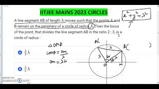 A line segment AB of length λ moves such that the points A and B remain on the periphery of a circle [upl. by Franklyn687]