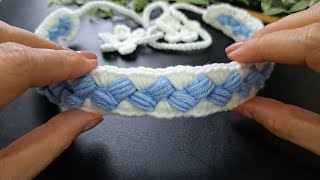 So Cool💯👌 Easy and fun to crochet a headband for beginners Bead stitch [upl. by Enela]