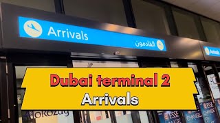 How to go Dubai terminal 2 arrivals  via dubai metro from etisalat metrobus from stadium metro [upl. by Yenalem873]