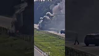 18wheeler truck fire shuts down I40in Arkansas [upl. by Aika]