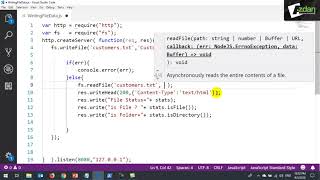 15 Node js File System Module fs Writing a File and Read it إنشاء ملف والكتابة فيه وقراءة ما فيه [upl. by Ddene508]