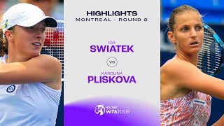 Iga Swiatek vs Karolina Pliskova  2023 Montreal Round 2  WTA Match Highlights [upl. by Eilis258]