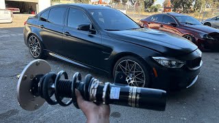 Slamming a F80 M3 on coilovers Bmw F80 M3 Comp [upl. by Ahswat]