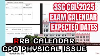 ssc ssc cgl 2025 calendar expected dates CPO 2024 rrb Calendar 2025 news [upl. by Odarnoc47]