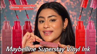 Trying out super  VIRAL Maybelline Superstay Vinyl Ink Lipsticks  Wear Test  Review  Swatches [upl. by Mcclary]