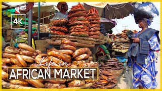 Lagos Nigeria 4k  Market Life  Buying Shea butter and shrimp in the most BUSY MARKET of AFRICA [upl. by Ehcar164]