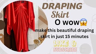 Making🧵🪡this beautiful and expensive draping skirt just in 15 min  🤩sewingtutorial viral [upl. by Neelhtak]