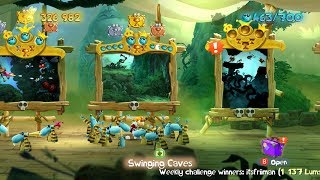 Walkthrough Rayman Legends 100  Swinging Caves [upl. by Stranger]