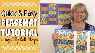 Quick amp Easy Strip Placemat Tutorial using Jelly Roll Strips [upl. by Asiilanna]