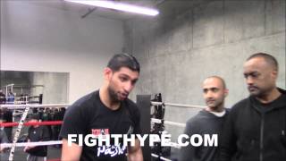 AMIR KHAN GREETS FANS INVITED TO WATCH HIM SPAR AHEAD OF DEVON ALEXANDER CLASH [upl. by Slemmer685]