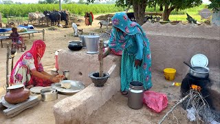 Daily Morning routine of Hindu village woman in Pakistan  Hindu Woman Cooking Traditional Food [upl. by Ahsienal]