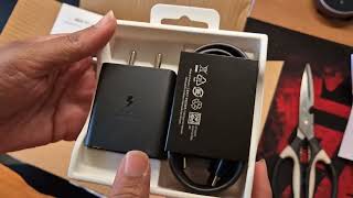 Samsung 45 watt fast charger with 5A cable Unboxing [upl. by Jaquelin]