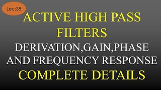 Lec38 Active High Pass Filter using Inverting Type Op Amp  LICA  R K Classes  Hindi [upl. by Melville992]