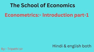 Econometrics Introduction part1 [upl. by Mannos]