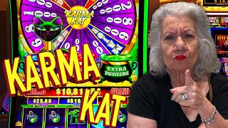 VegasLowRoller Mom Plays KARMA KAT SLOTS [upl. by Rabassa24]