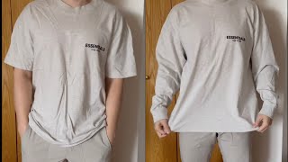 FEAR OF GOD ESSENTIALS OVERSIZED T SHIRT vs LONG SLEEVE T SHIRT  CORE COLLECTION [upl. by Damon]