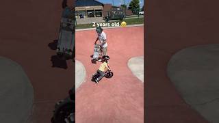 Toddler rides skatepark bmx toddlers fypシ゚ viralshort skatepark bowl skateboarding fun [upl. by Bakemeier112]