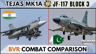 Tejas Mk1A vs JF17 Block 3 A BVR Capability Comparison [upl. by Krispin326]