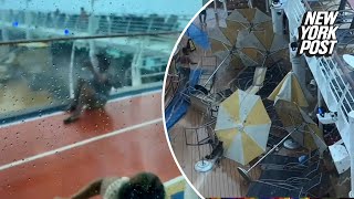 Wild video captures storm chaos aboard cruise ship [upl. by Ellehcin]