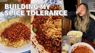 I tried to build my spice tolerance to take on a Spicy Noodle Challenge [upl. by Oap]