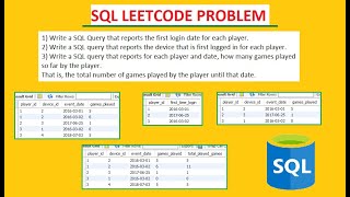 SQL Leetcode Problem Game Play AnalysisComplex SQL ProblemSQL Interview Question Oracle Database [upl. by Ahsea660]