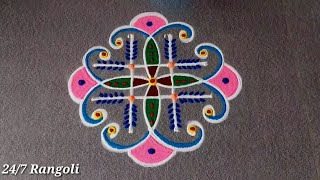 Very Beautiful Daily routine rangoli design 🍀 247 Rangoli 🌺 Latest Kolam Designs 🍀 Geethala Muggulu [upl. by Gunar]