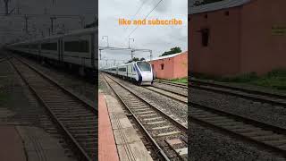 Vande Bharat train Shamgarhsgz station cross karti hui speed test indianrailways [upl. by Yauqram]