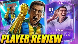 BEST DEFENDER 👑 91 FUT FANTASY HERO LUCIO PLAYER REVIEW FANTASY FUT LUCIO REVIEW 91 LUCIO [upl. by Eioj]