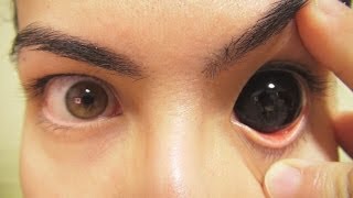 How to Insert And Remove Black Sclera Contact Lenses Fxeyes [upl. by Targett]