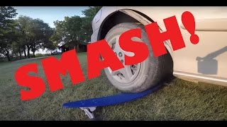 Penny Board Run over by car 36quot LONGBOARD Flex Test [upl. by Ecire]