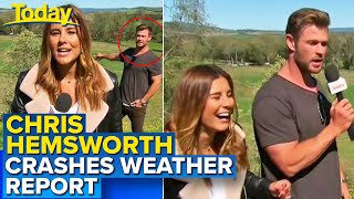 Chris Hemsworth crashes live TV weather report  Today Show Australia [upl. by Hubey]