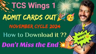 Wings1 Admit card November cycle out Download now Hall ticket nov exam tcs wings1 hallticket [upl. by Schulze]