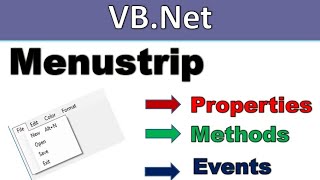 Vbnet menu strip controlpropertiesmethods and events in hindi [upl. by Oicor964]