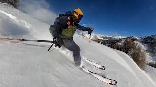 Off piste Serre Chevalier after skitouring to the Crete and snow very much wind affected [upl. by Diandre]