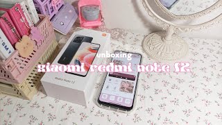 xiaomi redmi note 12 128 GB unboxing 💌 accessories  aesthetic setup [upl. by Anyah]