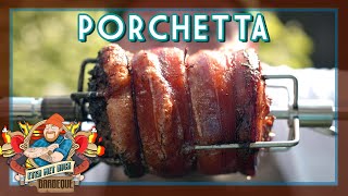 PORCHETTA VAN DE ROTISSERIE  EtenmetNick  BBQ [upl. by Naneik]