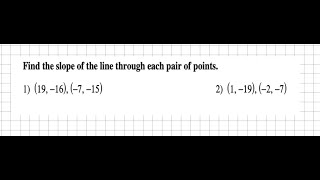 Math Algebra Find the Slope Given Two Points Slope  Intercept Help [upl. by Casmey740]