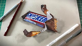 Drawing a Hyper Realistic Candy Bar Snickers [upl. by Fein730]