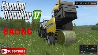 Baling HayGrassStraw in Farming Simulator 17 [upl. by Angadreme]