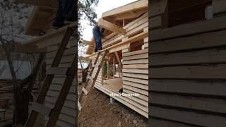 Finishing of External Walls and Pediment With Imitation Timber Construction of a Tiny House [upl. by Ojaras807]