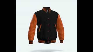 Letterman Jacket Black Wool Body Orange Leather Sleeves Varsity Jacket [upl. by Qiratla]